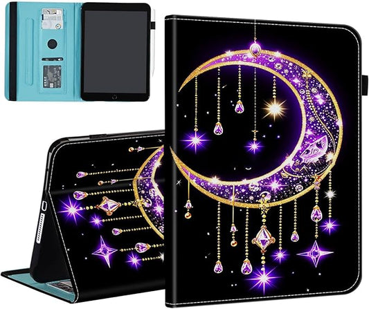 Case for Samsung Galaxy Tab A9 Plus/A9+ 5G 11 Inch 2023 Model (SM-X210/X216/X218),Card Slot PU Leather TPU Case Pen Holder Auto Wake Sleep,Moon Stars