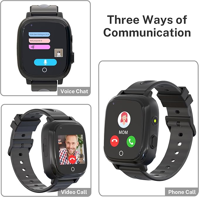 4G Kids Smart Watch with GPS Tracker, Kids Smart Watch Boys with Video Call Alarm SOS Camera Pedometer Stopwatch Caculator Flashlight GPS Watch for Kid Age 5-12