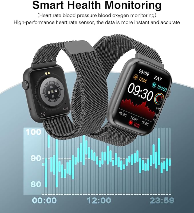 Smart Watches for Men Women with Blood Pressure Monitor,1.9" HD Full Touch Screen, 24/7 Heart Rate Monitor, SpO2/Sleep Tracker, IP67 Waterproof Smartwatch,123 Sports Fitness Tracker for Android iOS