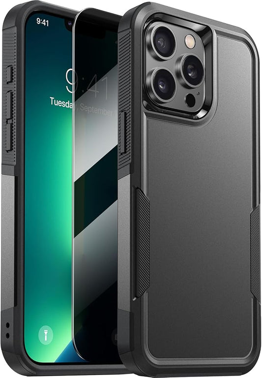 Diaclara Designed for iPhone 13 Pro Case, [with Privacy Screen Protector] [Anti Spy] [Military Grade Drop Protection] Heavy Duty Full-Body Shockproof Phone Case, Black