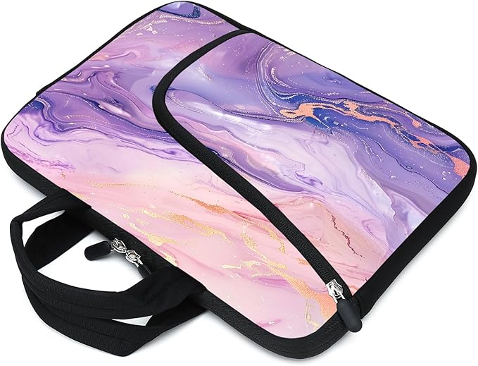 11.6-12.2 inches Laptop Sleeve Chromebook Case Ultrabook Case Notebook Sleeve Tablet Case Neoprene Handle Sleeve for Men Women, Two Pockets(Pink Purple)