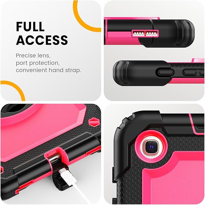 Timecity Case for Galaxy Tab A 8.4 Inch 2020, SM-T307 Case, with Stylus Holder Screen Protector/Swivel Stand/Hand Strap/Shoulder Strap, Heavy Duty Protective Tablet Case for SM-T307U- Rose