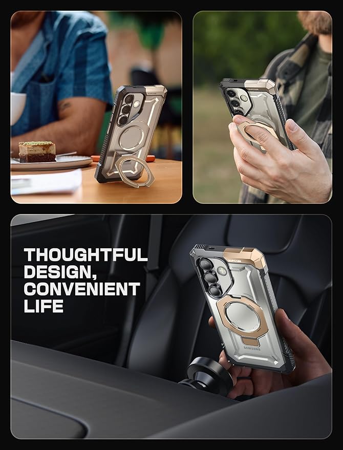 SUPCASE for Samsung Galaxy S25 Case with Stand (Unicorn Beetle Grip), [Compatible with MagSafe] [Military-Grade Drop Protection] Heavy Duty Shockproof Magnetic Phone Case for Galaxy S25 6.2", Desert