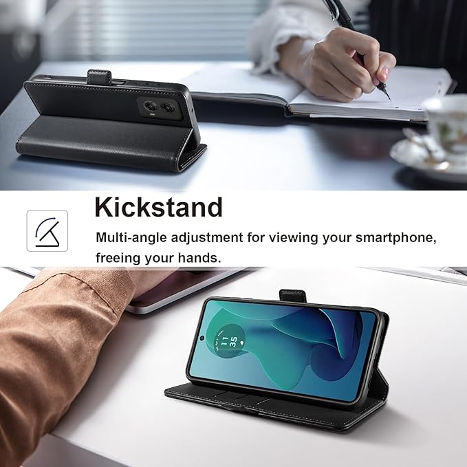 Wallet Flip Case for Moto G 5G (2024) - [RFID Blocking] Luxury PU Leather Card Holder Magnetic Phone Cover with Kickstand,Shockproof Protective Case,Black