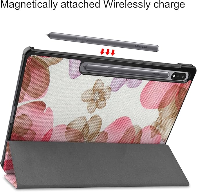 Smart Case for Samsung Galaxy Tab S10+ 2024/Tab S9 FE+/S9+ 2023 12.4-Inch, Ratesell Lightweight Trifold Stand Smart Case Cover with Auto Wake/Sleep Flower