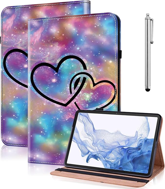 Case for Lenovo Tab M9 Cover 9.0 inch (TB-310FU,2023 Released),PU Leather Flip Stand Case with Elastic Band for Lenovo Tab M9 Tablet - Two Hearts