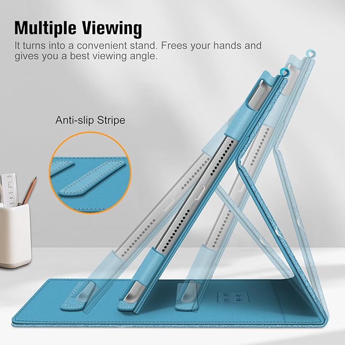 Fintie Case for iPad 9th / 8th / 7th Generation (2021/2020/2019) 10.2 Inch - [Corner Protection] Multi-Angle Viewing Stand Cover with Pocket & Pencil Holder, Auto Sleep Wake, Glittering Blue