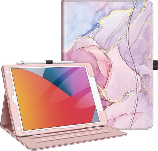Fintie Case for iPad 9th / 8th / 7th Generation (2021/2020/2019) 10.2 Inch - [Corner Protection] Multi-Angle Viewing Stand Cover with Pocket & Pencil Holder, Auto Sleep Wake, Dreamy Marble