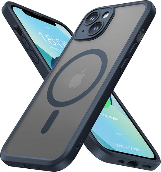 ImpactStrong Magnetic Guard Designed for iPhone 13 Case [Camera Protection] [Military Grade Drop Tested] [Compatible with MagSafe] Slim Translucent Matte Phone Case (6.1") - Navy Blue
