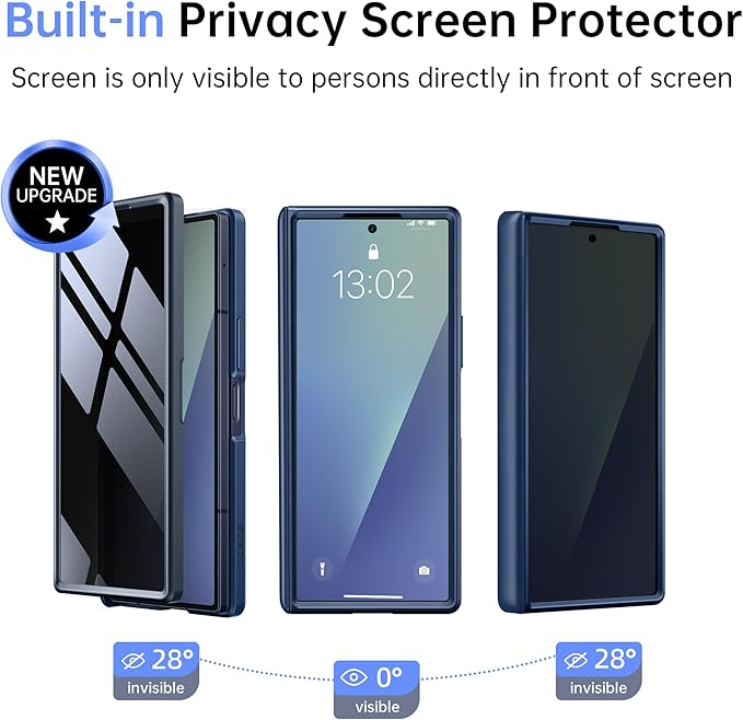 MOBOSI Magnetic for Z Fold 7 Case with Privacy Screen Protector, Compatible with Magsafe, Full-Body Slim Coverage Hinge Protection, Shockproof Phone Cover for Samsung Galaxy Z Fold7, Blue Shadow