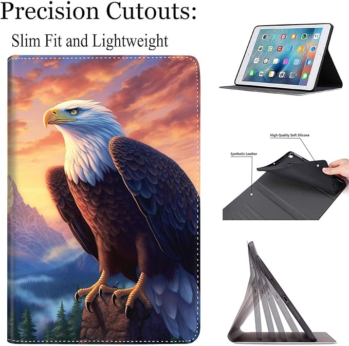 Case for Galaxy Tab A9 Plus ， Auto Sleep/Wake Multi-Angle Viewing Slim Folio Stand Cover for Samsung Galaxy Tab A9+/A9 Plus 11 Inch 2023 (SM-X210/X216/X218), Bald Eagle