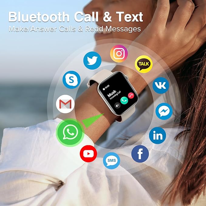 BRIBEJAT Smart Watch for Men Women (Make/Answer Call), HD 2.01'' Smartwatch IP68 Waterproof, Fitness Tracker Pedometer SpO2/Heart Rate/Sleep Monitor, Compatible with iPhone Samsung iOS Android Phone