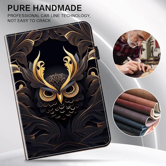 ALILANG Case for Samsung Galaxy Tab A9 Plus 11 Inch Case 2023 with Stylus, Shockproof Folding Stand Cover for Samsung Tab A9+ (SM-X210/X216/X218) Tablet Cases -Owl