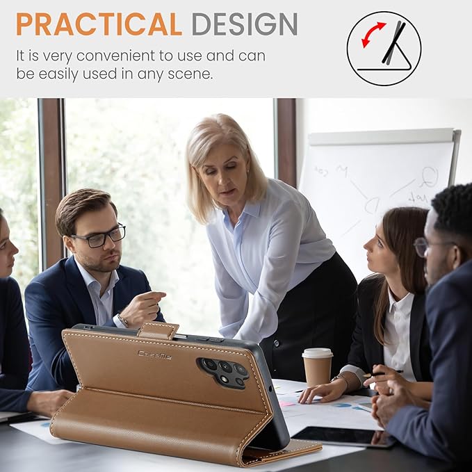 for Samsung Galaxy A13 4G/5G Case, Premium PU Leather Wallet Case Flip Cover with [RFID Blocking][Card Holder][Stand Function] Shockproof Protective for Samsung Galaxy A13, Brown