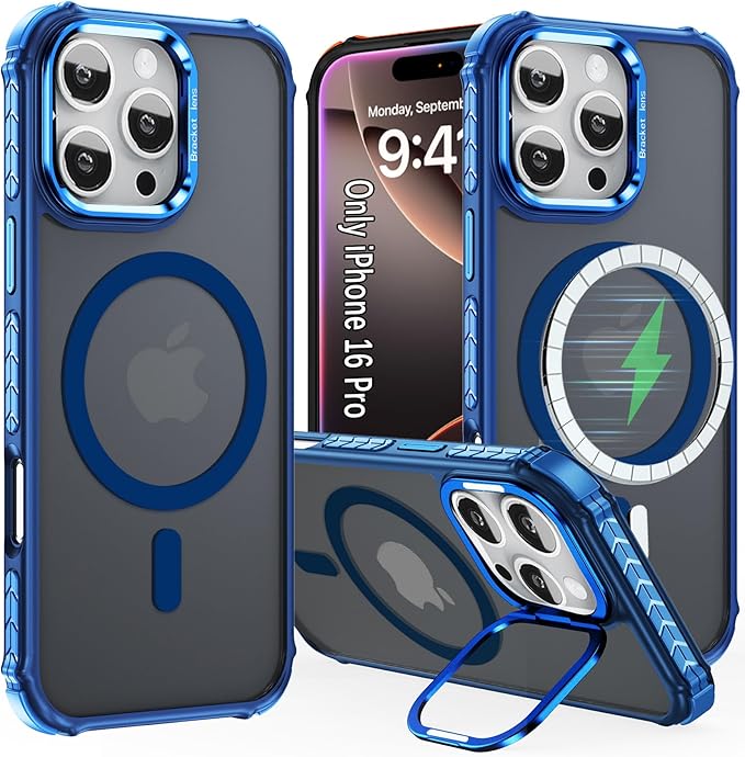 16 Pro Case for iPhone 16 Pro Phone 6.3 inch,[Compatible with MagSafe] Heavy Duty Rugged Drop Protection Magnetic Case for iPhone 16Pro, Blue
