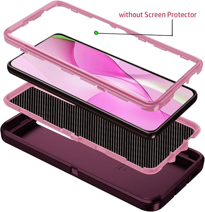 for Galaxy S24 FE 5g Case,Shockproof Dropproof Dustproof 3-Layer Full Body Protection Rugged Heavy Duty High Cover Case for Galaxy S24 FE 6.7 inch,Purple/Pink