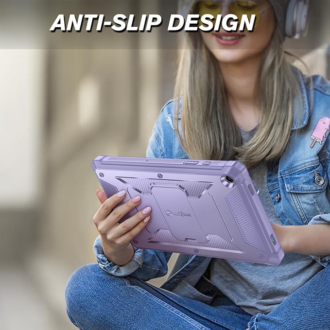Fintie Shockproof Case for Samsung Galaxy Tab A9 Plus/A9+ 5G 11 Inch 2023 Model (SM-X210/X216/X218), Tuatara Rugged Unibody Hybrid Bumper Kickstand Cover Built-in Screen Protector, Lilac Purple
