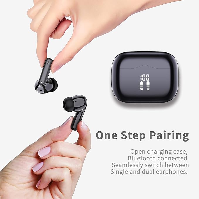 Wireless Earbuds, 2025 Bluetooth 5.4 Headphones in Ear with 4 ENC Noise Cancelling Mic, New Wireless Earphones HiFi Stereo Deep Bass 40H Playtime, LED, in-Ear Bluetooth Ear Buds IP7 Waterproof, USB-C