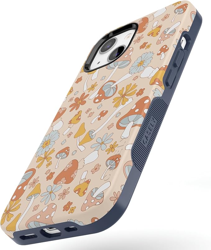 Casely iPhone 14 Case | Mushroom Magic | Retro Floral | Compatible with MagSafe | Bold Protective Design