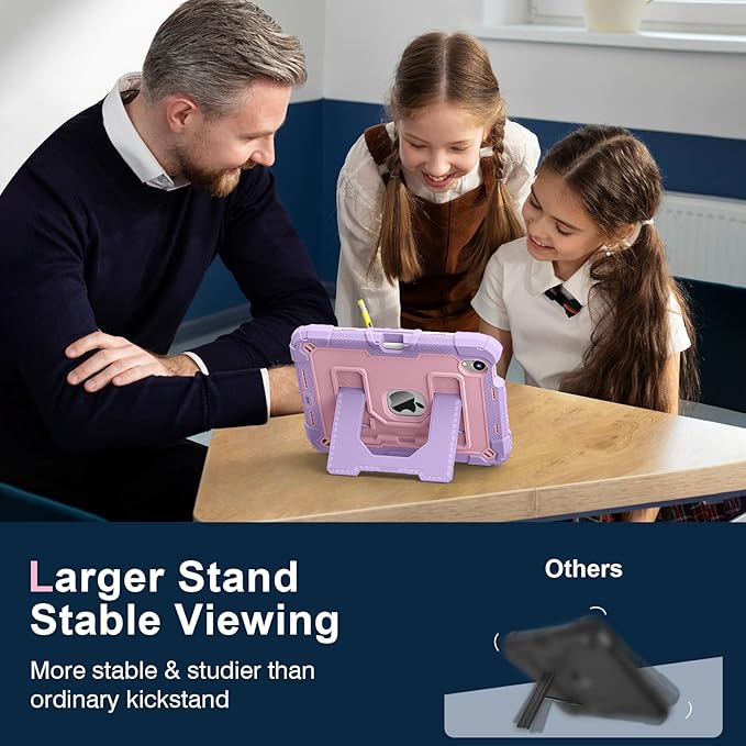 DreamerX for iPad mini 7 (A17 Pro) 2024 / Mini 6 2021 8.3 Inch Case, Rugged Shockproof Child Protective Cover with Stand Shoulder Strap Pencil Holder for Kids Girls Boys iPad mini 7th/6th Gen, Purple