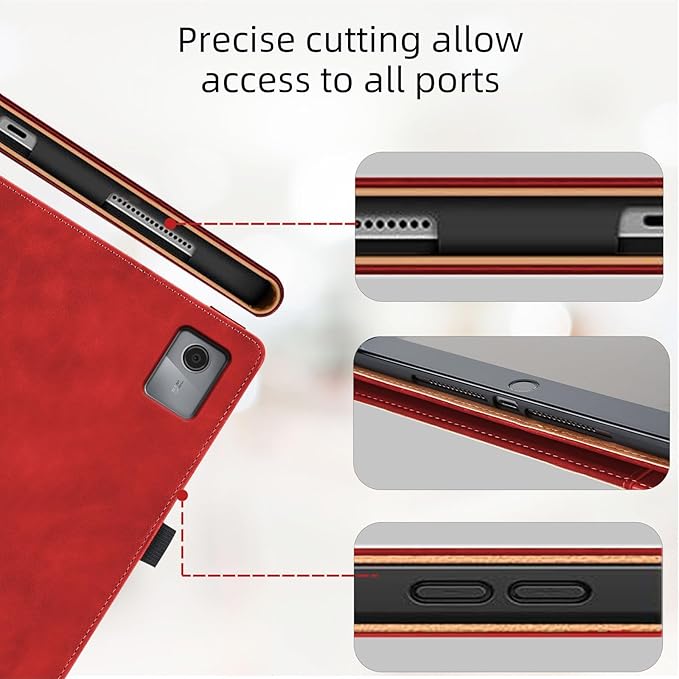 Case for Lenovo Tab M11 / Tab K11 LTE 11 Inch (TB330FU) 2024 Released, Multi-Angle Viewing Smart Cover with Pocket, Business PU Leather Flip Stand Cover with Card Slot for Lenovo Tab M11-Red