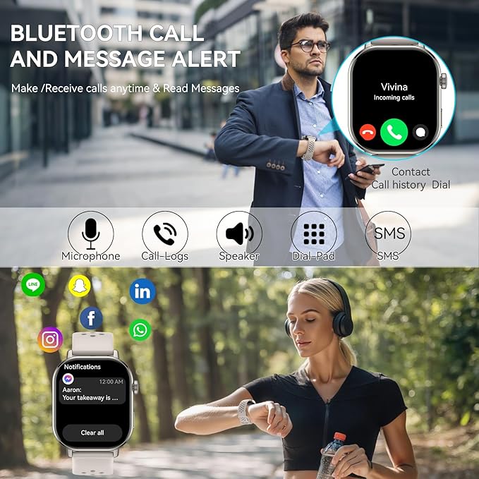 Smart Watch Answer/Make Call, GPS Smartwatch for Men Women, 2.06"HD AMOLED Display Compass, 5ATM Water-Resistance, Heart Rate/Sleep Monitor/Stress,110+ Sport Mode, Running Watch for Android/iOS White