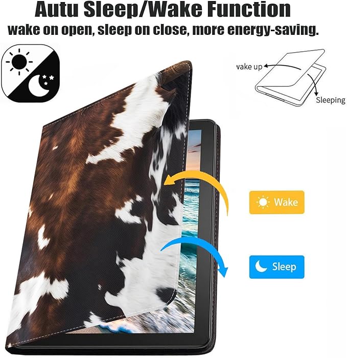 Case for Samsung Galaxy Tab A7 10.4 inch 2022/2020 (SM-T500/T503/T505/T507/T509), Premium PU Leather Stand Folio Cover with Auto Sleep/Wake, Brown Cow Print