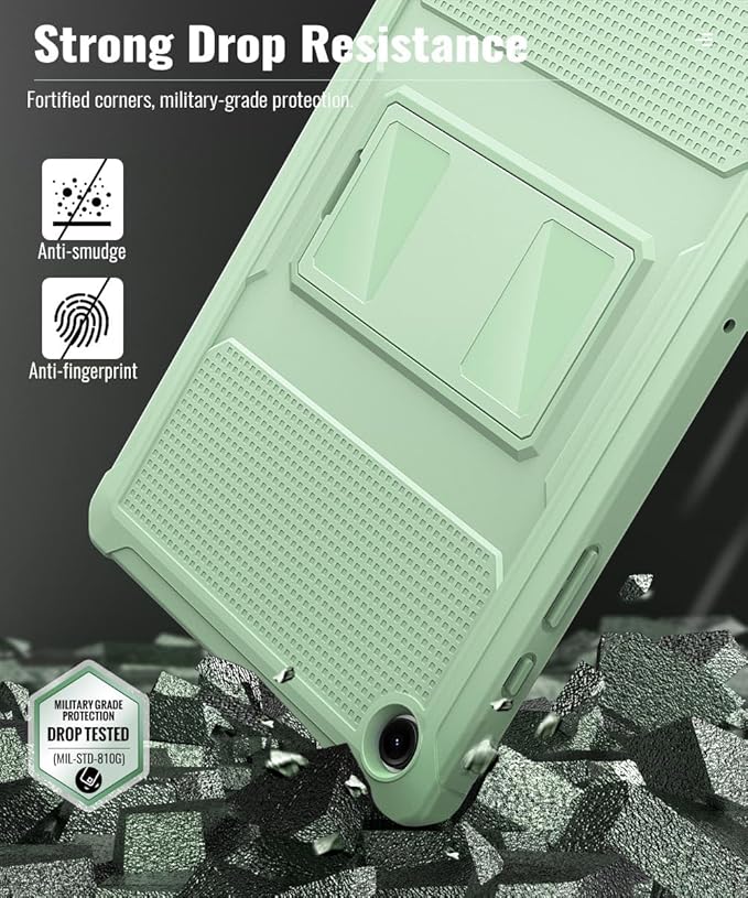 MoKo Case Fit Galaxy Tab A9 Plus 11-Inch 2023 (SM-X210/X216/X218), Shockproof Full Body Rugged Stand Back Cover Built-in Screen Protector Fit Galaxy Tab A9+ 11" 2023, Light Green