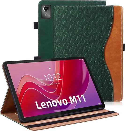 Case for Lenovo Tab M11 11-inch 2024 (TB330FU /TB330XU) Multi-Angle Stand Folio Cover PU Leather with Card Pocket Tab M11 Case,Retro Green