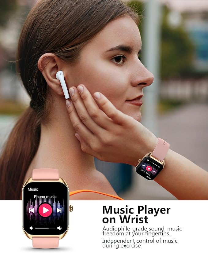 Smart Watch (Answer/Make Call) for Women, 2.02" Smartwatch with Blood Oxygen/Heart Rate/Blood Pressure/Sleep Monitor, IPX8 Waterproof Fitness Tracker, 100+ Sports Modes Compatible with iOS Android