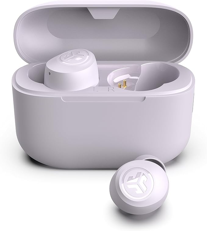 JLab Go Air Pop True Wireless Earbuds, in Ear Headphones, Bluetooth Earphones, Ear Buds with 32H Playtime, Bluetooth Earbuds with Microphone, USB Charging Case, Dual Connect, EQ3 Sound, Lilac
