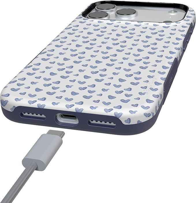 Casely iPhone 17 Pro Case | Lovebug | Blue Hearts | Compatible with MagSafe | Bold Protective Design