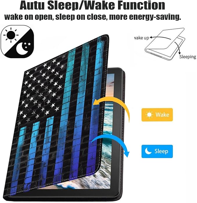 Case for Samsung Galaxy Tab A7 10.4 inch 2022/2020 (SM-T500/T503/T505/T507/T509), Premium PU Leather Stand Folio Cover with Auto Sleep/Wake, Blue American Flag