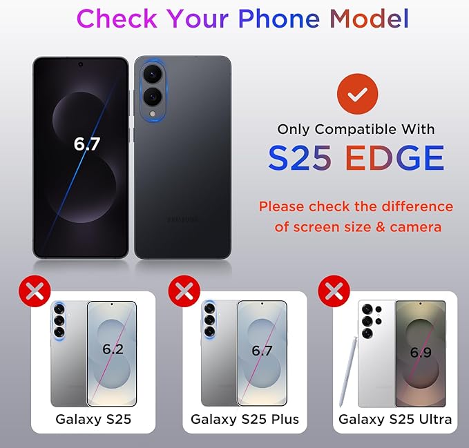 Case for Samsung Galaxy S25 Edge, Matte Translucent Magnetic Cover [Compatible with Magsafe] [Anti-Slip Grip], Military Grade Shockproof Hybrid Color Galaxy S25 Edge Phone Case (Darkblue)