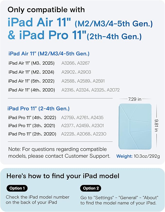 MOFT Dynamic Folio Case for for iPad Air 11-inch M3 M2 2025 2024/10.9 Air 5th 4th Generation 2022 2020, iPad Pro 11 Inch 4th/3rd/2nd Gen, Magnetic Case with 20+ View Angles, Soothing Mist x Misty Cove