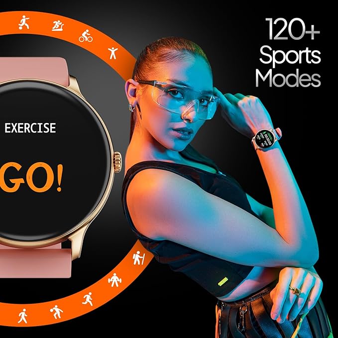 Fire-Boltt Phoenix Pro 35.3mm (1.39 inch) Bluetooth Calling Smart Watch, AI Voice Assistant, Metal Body with 120+ Sports Modes, SpO2, Heart Rate Monitoring. (Gold Pink)