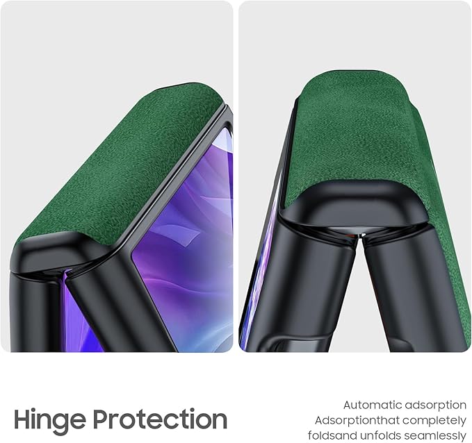 for Motorola razr+ Plus 2024 Case/Razr+ Plus 2025 Case Built-in Screen Protector& Hinge Protection & Ultra Thin PU Leather Matte PC Shockproof Phone Case for Moto Razr+ 2024/Razr+ 2025 (Green)