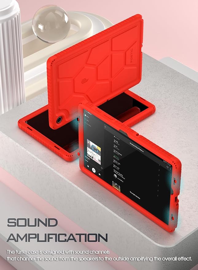 Poetic TurtleSkin Case for Samsung Galaxy Tab A9+ Plus 11 Inch 2023, Heavy Duty Shockproof Rugged Kids Friendly Drop Protection Silicone Cover, Red