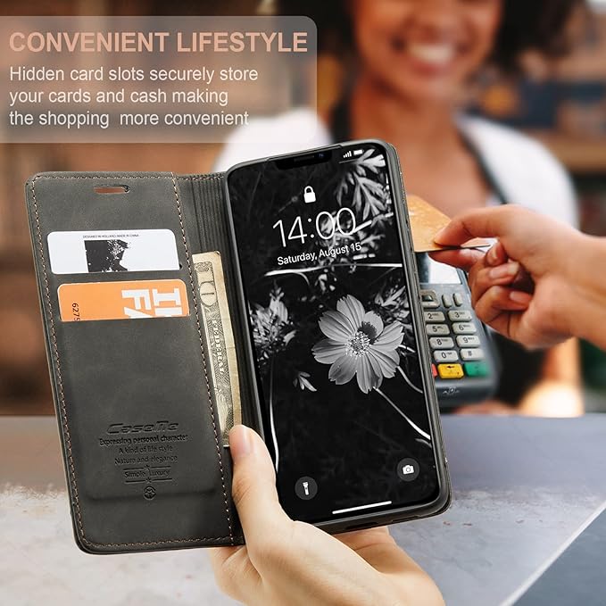 for iPhone 11 6.1-Inch Case, Flip Wallet Leather Case with Card Holder Magnetic Closure Shockproof Kickstand Protective Phone Cases Cover for iPhone 11, Black