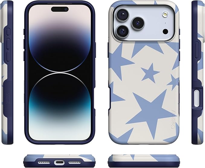 Casely iPhone 17 Pro Case | Stars Align | Blue & White Stars | Compatible with MagSafe | Bold Protective Design