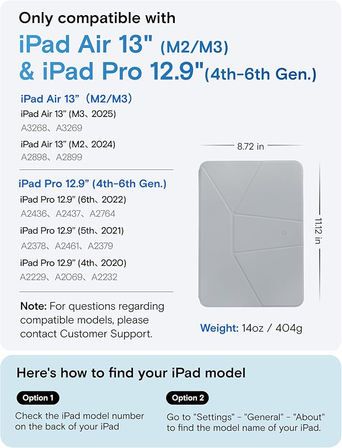 MOFT Dynamic Folio Case for iPad Air 13 Inch M3/M2 (2025/2024), iPad Pro 12.9 6th/5th/4th Gen, Silm Magnetic Stand Case with 20+ Viewing Angles, Auto Wake/Sleep, Cement x Sapphire