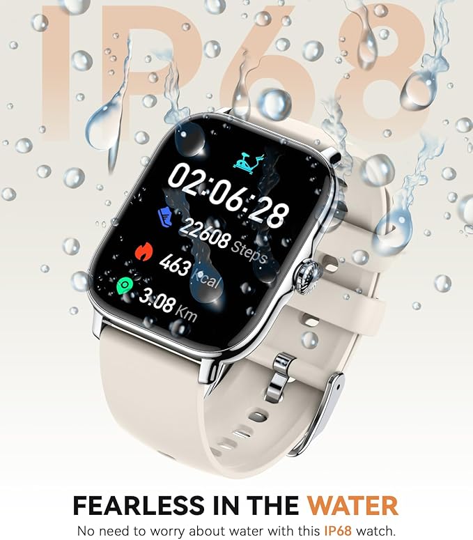 Smart Watch for Women Men- Answer/Make Call, 2025 IP68 Waterproof Fitness Step Sleep Tracker Watch with Monitor Activity Counter Smartwatch for Andriod iPhone iOS Samsung Compatible