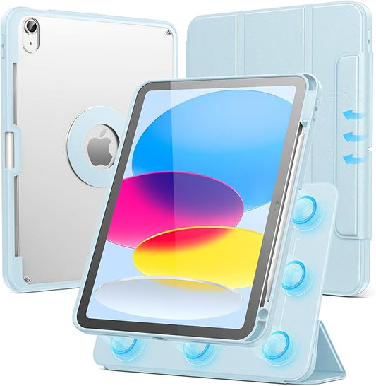 SPARIN Case for iPad A16 11th/10th Generation 2025/2022 (11"/10.9") with Pencil Holder, Magnetic Detachable Hybrid Stand, Portrait/Landscape Angle, Clear Protective Case, Auto Wake/Sleep-Blue