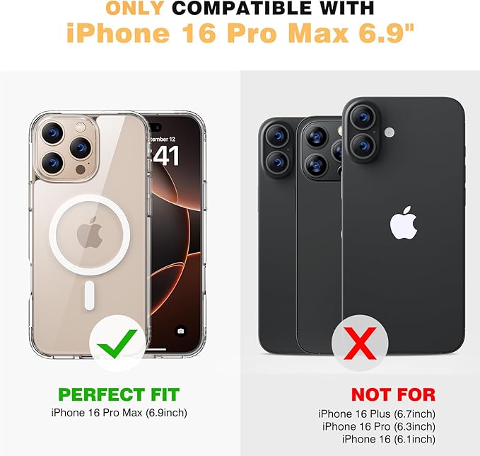 Diaclara Designed for iPhone 16 Pro Max Case, [with Privacy Screen Protector] [Anti Spy] [Military Grade Drop Protection] Heavy Duty Full-Body Shockproof Phone Case, Magnetic Clear