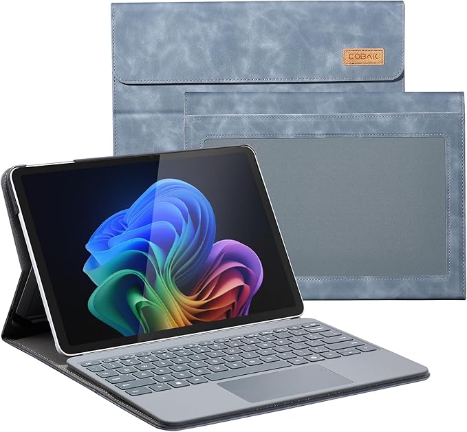 CoBak Case for Microsoft Surface Pro 12" (2025), Premium Business Cover with Multi-Angle Stand, Embedded Stylus Holder, Keyboard Support & Built-in Organizer – Tailored for Professionals,Navy Blue