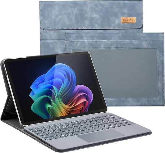 CoBak Case for Microsoft Surface Pro 12" (2025), Premium Business Cover with Multi-Angle Stand, Embedded Stylus Holder, Keyboard Support & Built-in Organizer – Tailored for Professionals,Navy Blue