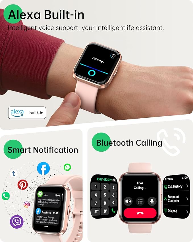 Smart Watches for Women and Men - Smart Watch Compatible for iPhone Android Phone,Alexa,Call & Notification Alerts,Heart Rate & Sleep Monitor,3 ATM Waterproof 1.83 Inches Fitness Tracker