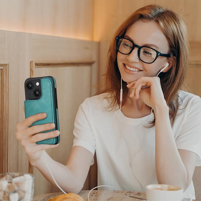 DJDUCK Designed for iPhone 14 Case Wallet with Card Holder, [Magnetic Clasp Cover] [RFID Blocking Leather Protection] Shockproof Women Men Cases 6.1 Inch for Apple 14 Light Green