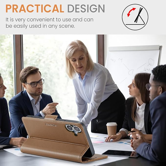 for iPhone 16 Plus Case, Premium PU Leather Wallet Case Flip Cover with [RFID Blocking][Card Holder][Stand Function] Shockproof Protective for iPhone 16 Plus, Brown