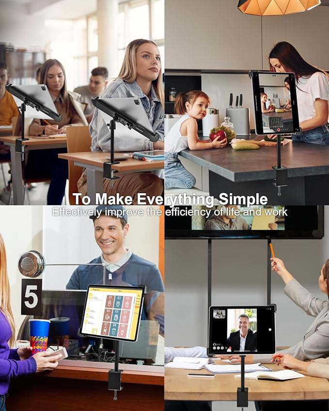 woleyi Anti-Theft Retail Kiosk Tablet Stand - [Dual Security Lock] 360° Swivel Locking iPad POS Stand Holder, for 7-11" iPad Pro/Air/Mini, Galaxy Tab, Surface, for Store Display Office Kitchen Desktop